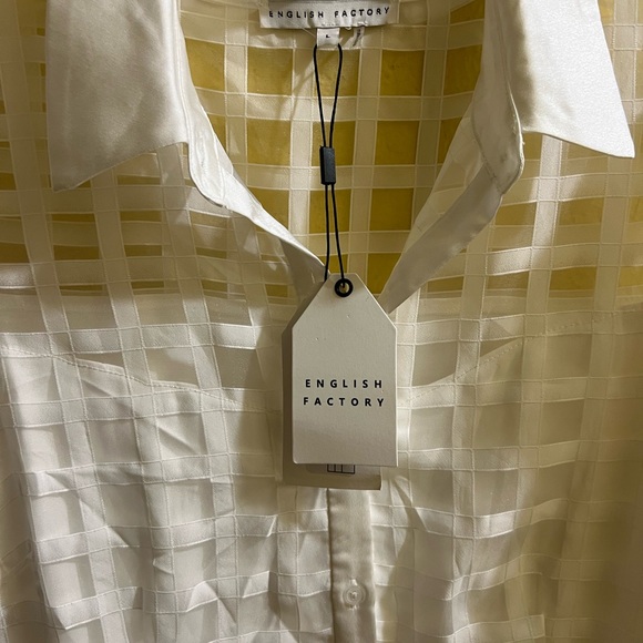 English Factory Organza Short-Sleeve Button-Front Midi Dress - Picture 4 of 6